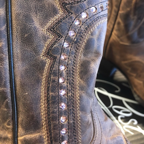 Dan Post ladies custom boots tan pink stones NWT - Picture 7 of 9